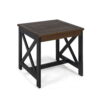 Easton Outdoor Farmhouse Acacia Wood End Table, Dark Brown, Black