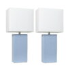 Elegant Designs 2 Pack Modern Leather Table Lamps with White Fabric Shades, Periwinkle