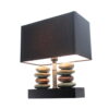 Elegant Designs Rectangular Dual Stacked Stone Ceramic Table Lamp with Black Shade