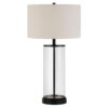 Evelyn&Zoe 28" Traditional Metal Table Lamp with White Drum Linen Shade