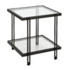 Evelyn&Zoe Contemporary Metal Side Table with Glass Shelf, Black