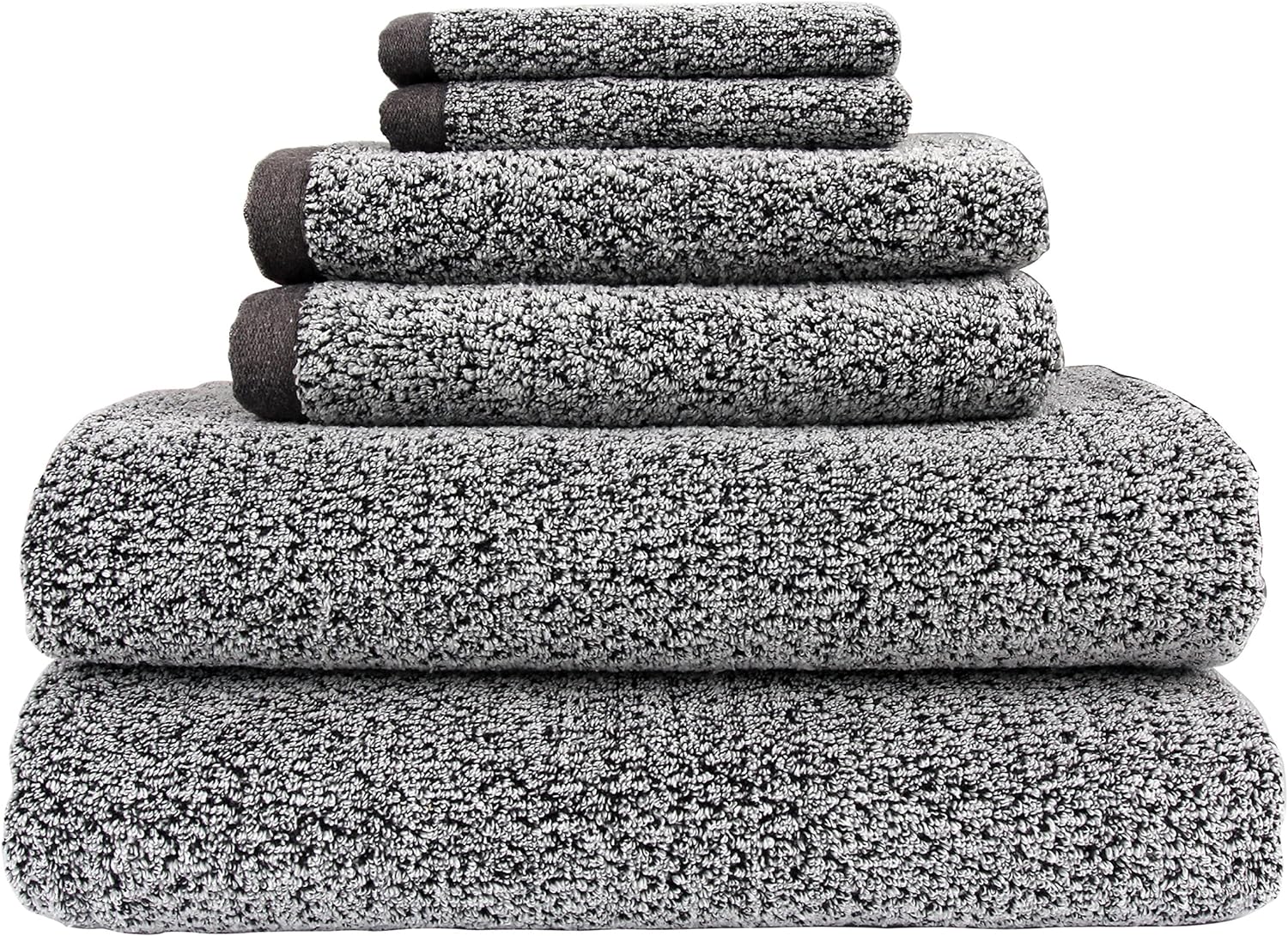 Everplush Diamond Jacquard 6 Pieces Bath Towel Set, Grey