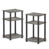 Furinno Just 3-Tier Turn-N-Tube End Table, 2-Pack, French Oak/Black