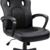 Furmax Office Chair Desk Chair Leather Gaming Computer Chair Racing Style Ergonomic Adjustable Swivel Task Chair with Lumbar Support and Arms (Black)