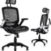 GABRYLLY Ergonomic Mesh Office Chair, High Back Desk Chair - Adjustable Headrest with Flip-Up Arms, Tilt Function, Lumbar Support and PU Wheels, Swivel Computer Task Chair
