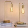 Gold Industrial Table Lamps, Edison Bedside Lamps Set of 2