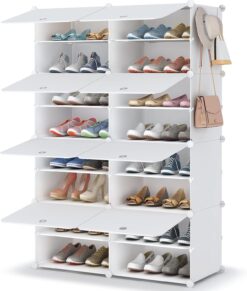 HOMIDEC Shoe Rack, 8 Tier Shoe Storage Cabinet 32 Pair Plastic Shoe Shelves Organizer for Closet Hallway Bedroom Entryway, White
