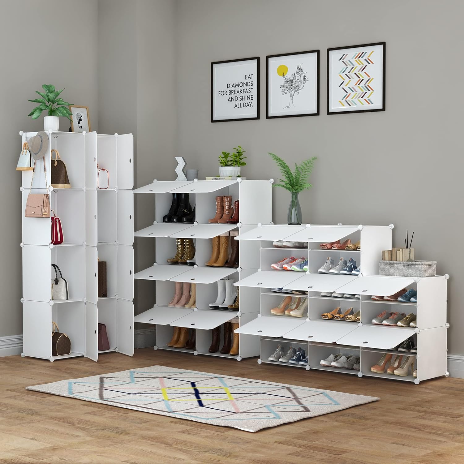 Storage Cabinet Plastic Shelves Organizer Shoe Cabinets for Closet