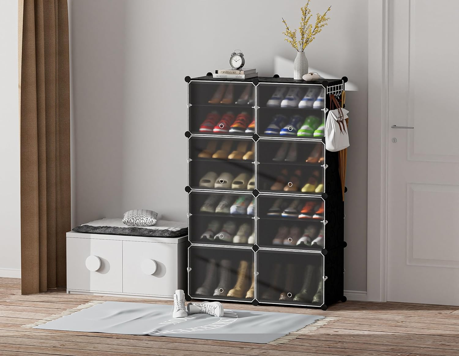 HOMIDEC Shoe Rack, 8 Tier Shoe Storage Cabinet 32 Pair Plastic