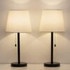 Haitral Modern Black Bedside Desk Metal Lamps Set of 2