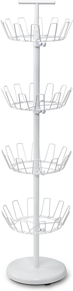 Honey-Can-Do SHO-01197 Shoe Tree with Spinning Handle, White, 4-Tier, 30 lbs