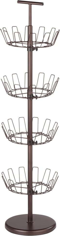 Honey-Can-Do SHO-02221 Shoe Tree with Spinning Handle, Bronze, 4-Tier, 30 lbs