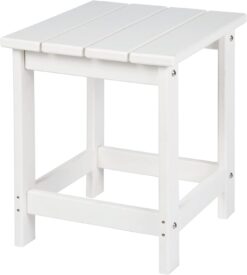 LZRS Adirondack Square Side Table, Pool Composite Patio Table,HDPE End Tables for Backyard,Pool, Indoor Companion, Easy Maintenance & Weather Resistant(White)