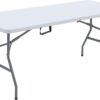 Lakhow UP041 6 Foot Long Portable Plastic Folding Multipurpose Utility Picnic Table with Powder Coated Steel Legs and Built in Carry Handle, White
