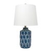 Lalia Home Modern Moroccan Table Lamp with Fabric White Shade, Blue