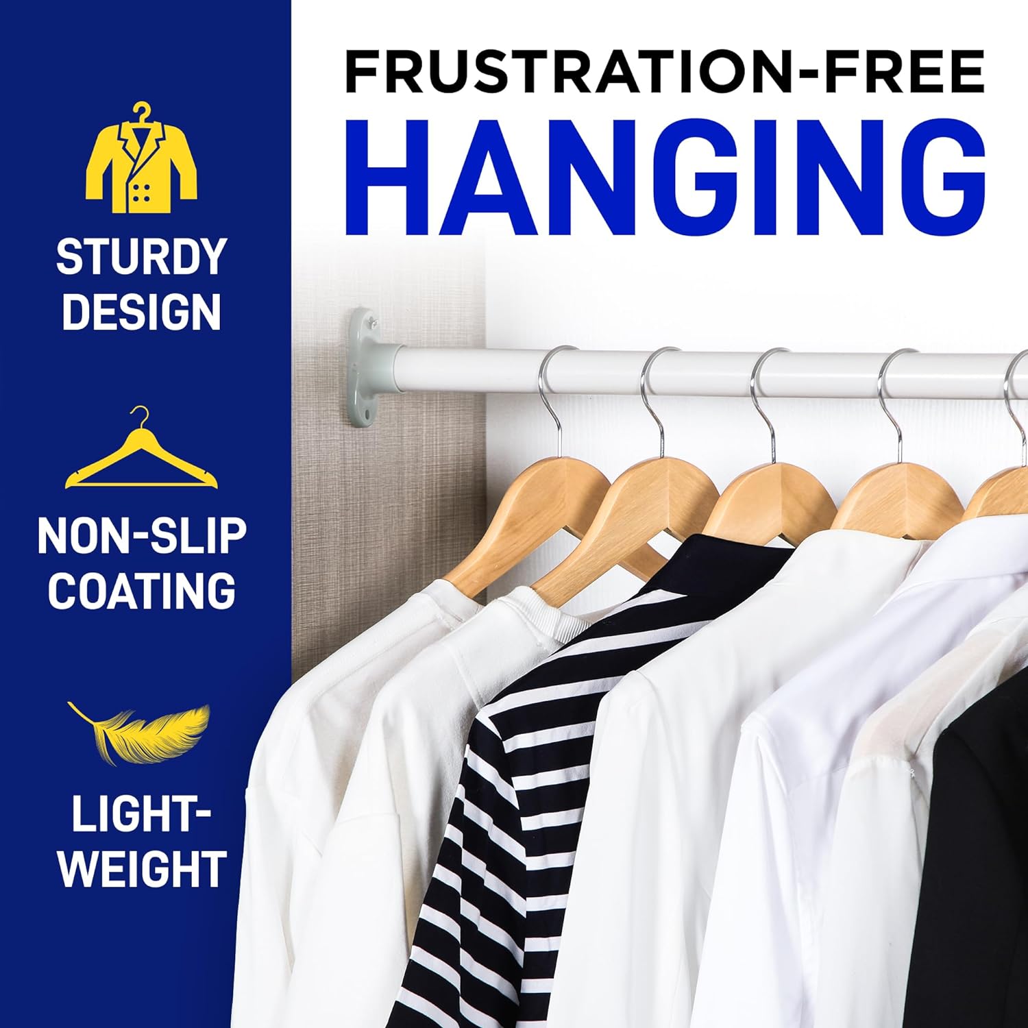 Lifemaster Tough Long Lasting Solid Maple Wooden Clothes Hangers - Pack of  50 Natural Wood Hangers with Rotating Swivel Hooks and Built-in Notches to  Organize Jackets, Shirts, and Pants