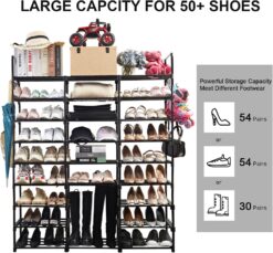 Large Shoe Rack Organizer Storage, 9 Tier Tall Shoes for Entryway