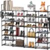 Mavivegue Extra Large Shoe Rack, 8 Tier 4 Rows 72-76 Pairs Big Tall Metal Shoe Shelf,Big Boot Rack Storage Organizer For Garage,Show Rack Shoe Holder Stand,Closet Rack Organizers and Storage