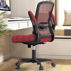 Mimoglad Office Chair, Ergonomic Desk Chair with Adjustable Lumbar Support, High Back Mesh Computer Chair with Flip-up Armrests-BIFMA Passed Task Chairs, Executive Chair for Home Office (Carmine Roses)