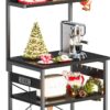 ODK Bakers Rack with Power Outlet, Coffee Bar with Storage 5-Tiers, Microwave Stand Kitchen Rack 16.5 * 23.6 * 59 inches, Kitchen Shelf, Black