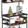 ODK Bakers Rack with Power Outlet, Coffee Bar with Storage 5-Tiers, Microwave Stand Kitchen Rack 16.5 * 31.5 * 59 inches, Kitchen Shelf, Black