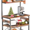 ODK Bakers Rack with Power Outlet, Coffee Bar with Storage 5-Tiers, Microwave Stand Kitchen Rack 16.5 * 31.5 * 59 inches, Kitchen Shelf,Rustic Brown