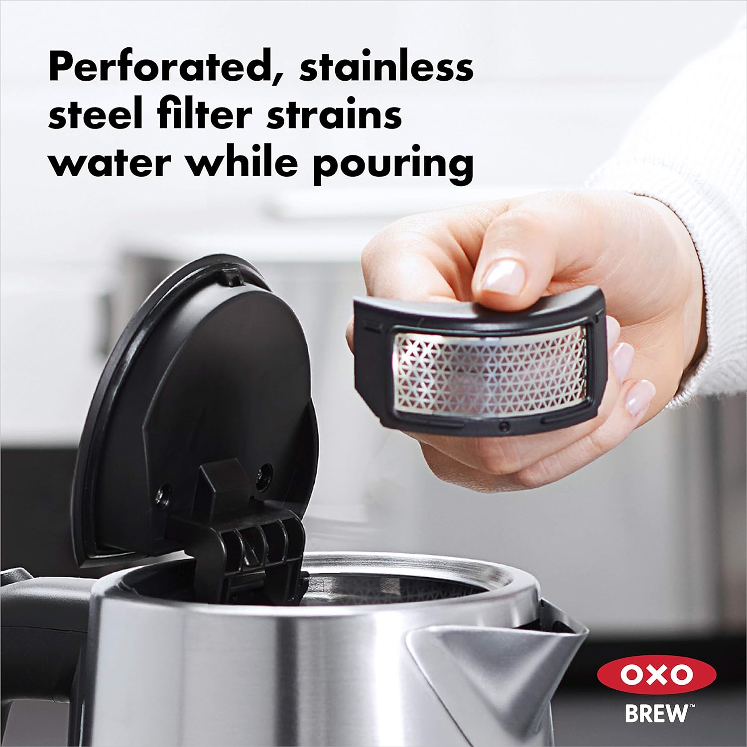 Oxo On Clarity Cordless Glass Electric Kettle, Silver, 1.75 L
