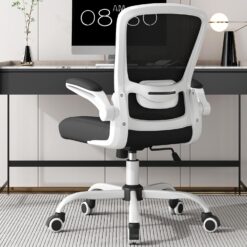 Mimoglad Office Chair, Ergonomic Desk Chair with Adjustable Lumbar Support, High Back Mesh Computer Chair with Flip-up Armrests-BIFMA Passed Task Chairs, Executive Chair for Home Office (White, Black)
