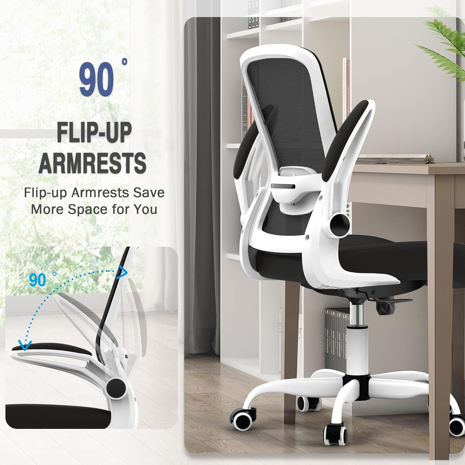 Office Chair, Ergonomic Desk Chair with Adjustable Lumbar Support, High  Back Mesh Computer Chair with Flip-up Armrests-BIFMA Passed Task Chairs
