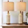 Oneach Bedside Lamp Set of 2 for Bedroom 24" Traditional Living Room Resin Nightstand Table Lamps