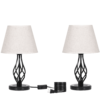 Oumilen 5.5" Marble Table Lamps with Shades Beige (2 Count)