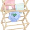 Pennsylvania Woodworks Clothes Drying Rack: Solid Maple Hard Wood Laundry Rack for Baby Clothes, Hand Towels, Delicates & More, Durable Small Folding Drying Rack, Made in USA, No Assembly Needed