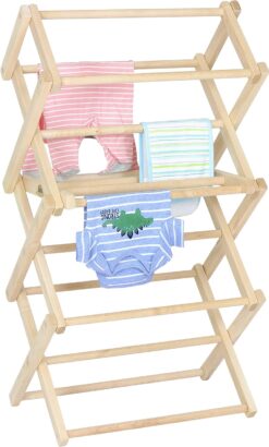 Pennsylvania Woodworks Clothes Drying Rack: Solid Maple Hard Wood Laundry Rack for Baby Clothes, Hand Towels, Delicates & More, Durable Small Folding Drying Rack, Made in USA, No Assembly Needed