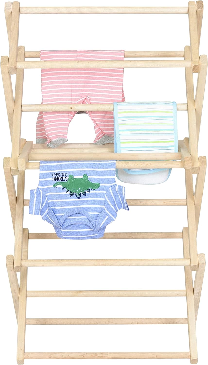 Pennsylvania Woodworks Clothes Drying Rack: Solid Maple Hard Wood Laundry  Rack for Baby Clothes, Hand Towels, Delicates & More, Durable Small Folding  Drying Rack, Made in USA, No Assembly Needed
