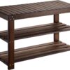 Pipishell Bamboo Shoe Rack Bench, 3 Tier Sturdy Shoe Bench, Storage Shoe Organizer, Holds up to 300lbs for Entryway Bedroom Living Room Balcony, Brown