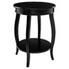 Powell Round Indoor Accent Side Table with Shelf, 24" Tall, Black