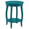 Powell Round Indoor Accent Side Table with Shelf, 24" Tall, Teal