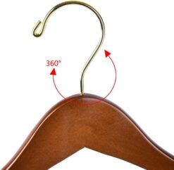  10 Quality Hangers Curved Wooden Hangers Beautiful Sturdy Suit  Coat Hangers with Locking Bar Gold Hooks Walnut Finish (10) : Home & Kitchen