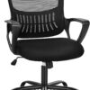 SMUG Office Computer Desk Chair, Ergonomic Mid-Back Mesh Rolling Work Swivel Task Chairs with Wheels, Comfortable Lumbar Support, Comfy Arms for Home, Bedroom, Study, Dorm, Student, Adults, Black