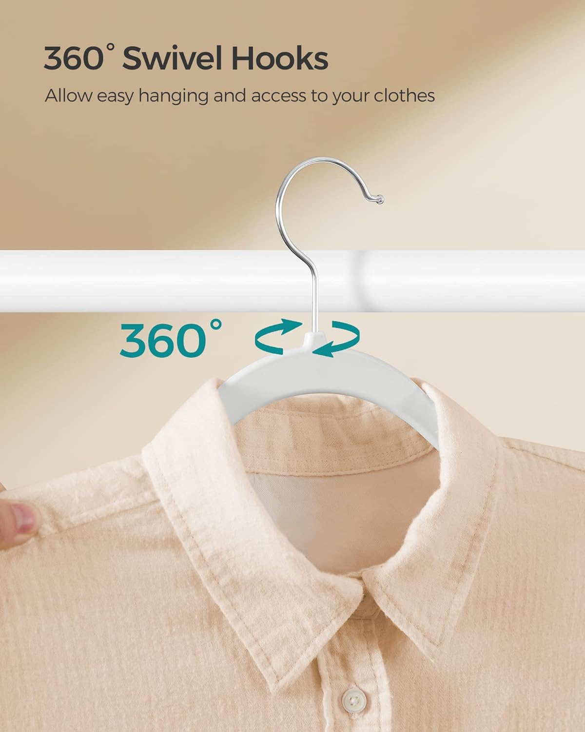 SONGMICS 50 Pack Coat Hangers Heavy-Duty 360° Swivel Hook Plastic Hangers  with Non-Slip Design Space-Saving Light and Dark Gray