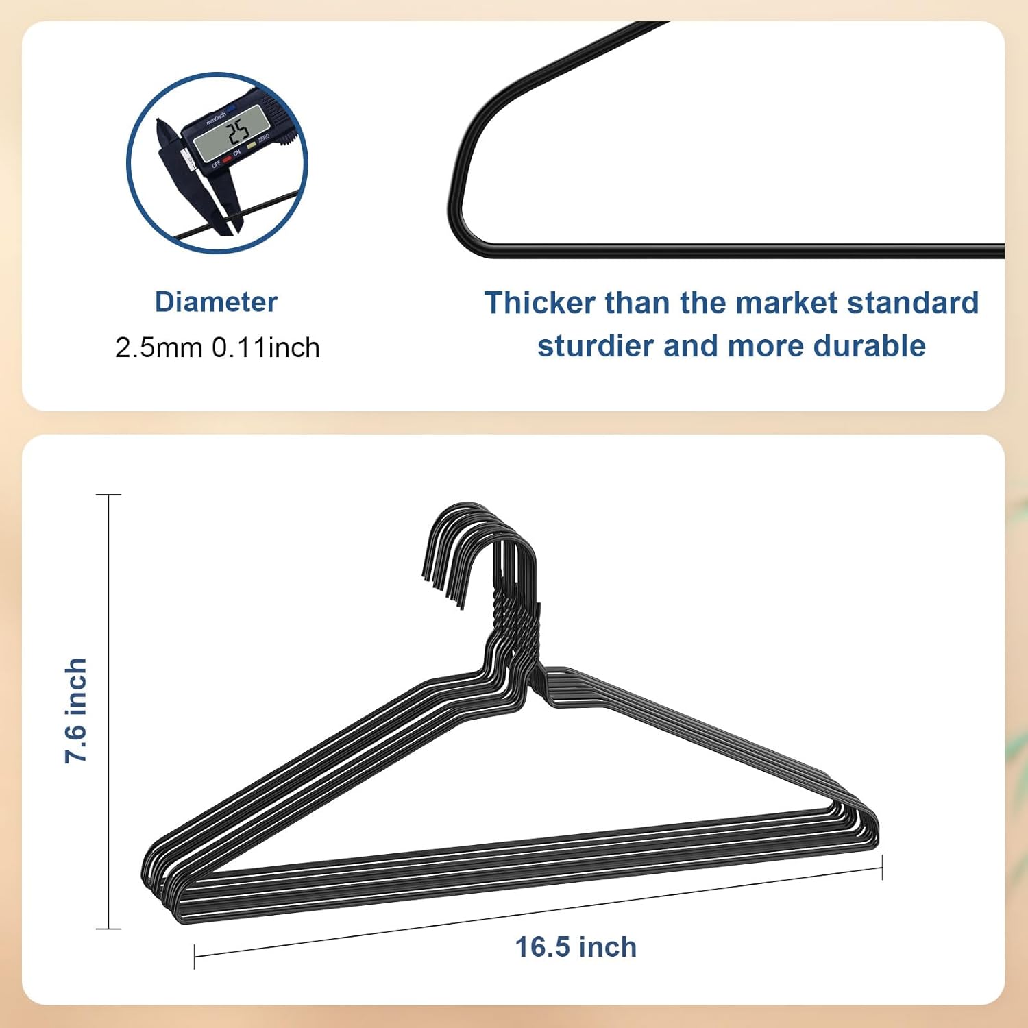 SPECILITE Wire Hangers 100 Pack, Metal Wire Clothes Hanger Bulk for Coats,  Space Saving Metal Hangers Non Slip 16 Inch 12 Gauge Ultra Thin for  Standard Size Suits, Shirts, Pants, Skirts-Black
