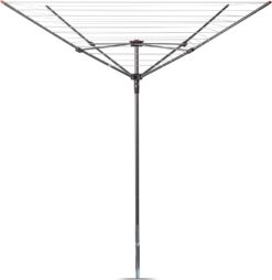 STORAGE MANIAC Outdoor Umbrella Drying Rack, 12 Lines with 164 Feet Drying Space, Steel Frame & Adjustable Height, 4-arm Umbrella Clothesline for Laundry, Collapsible Clothes Drying Rack for Backyard