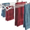Smartsome Space Saver Fold Away Racks: Stainless Steel Wall Mounted Laundry Drying Rack, Easy to Install - 8 34" Rods, Total: 22.5 Linear Ft, 60 lb Capacity- Indoor and Outdoor Use