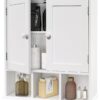 TaoHFE Bathroom Wall Cabinet with 2 Door Adjustable Shelves,Over The Toilet Storage White Wall Mounted Medicine Cabinets for Bathroom Laundry Room Kitchen