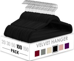 Utopia Home Premium Velvet Hangers 100 Pack - Non-Slip Clothes Hangers - Black Hangers - Suit Hangers with 360 Degree Rotatable Hook - Heavy Duty Coat Hangers