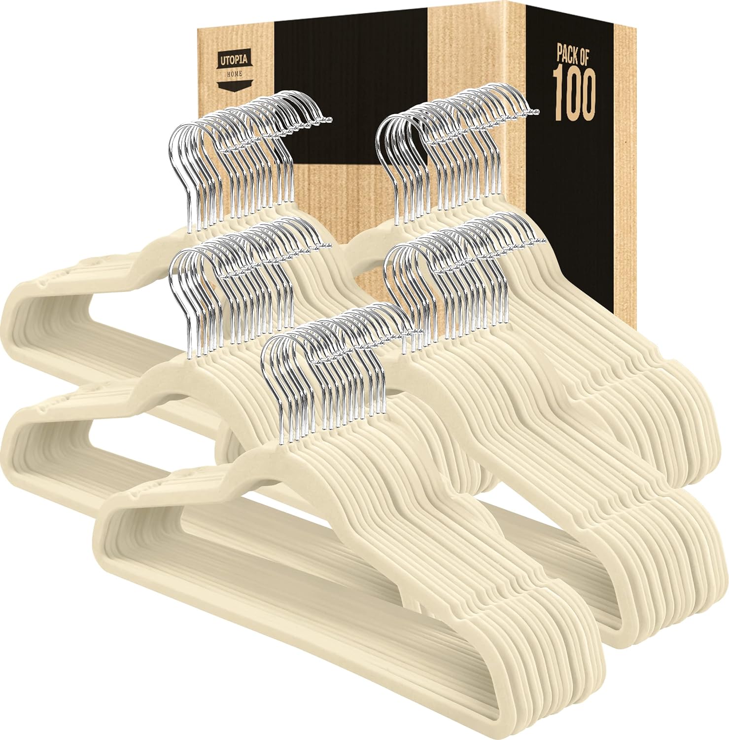 Utopia Home Premium Velvet Hangers 100 Pack - Non-Slip Clothes Hangers -  Ivory Hangers - Suit Hangers with 360 Degree Rotatable Hook - Heavy Duty  Coat Hangers