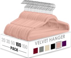 Utopia Home Premium Velvet Hangers 100 Pack - Non-Slip Clothes Hangers - Pink Hangers - Suit Hangers with 360 Degree Rotatable Hook - Heavy Duty Coat Hangers