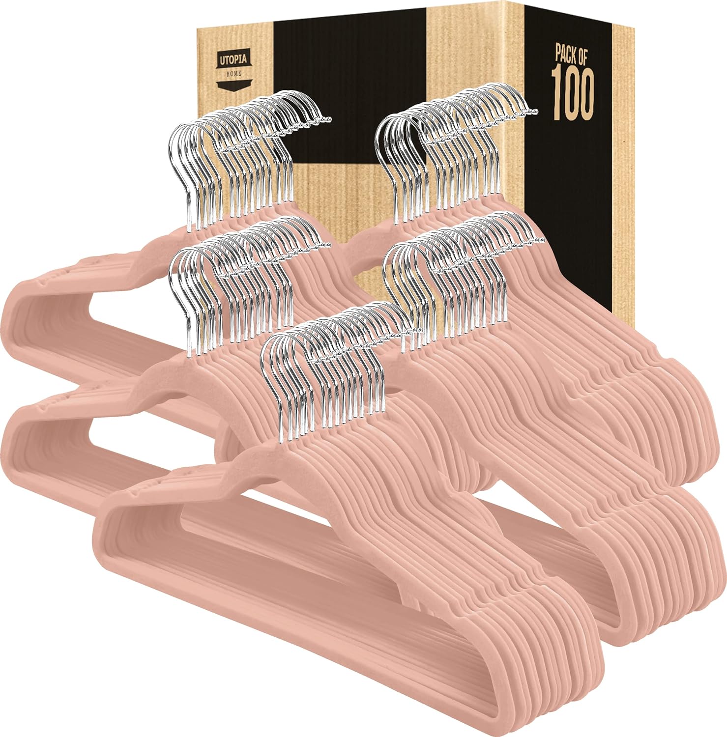 Utopia Home Premium Velvet Hangers 100 Pack - Non-Slip Clothes Hangers -  Pink Hangers - Suit Hangers with 360 Degree Rotatable Hook - Heavy Duty  Coat Hangers