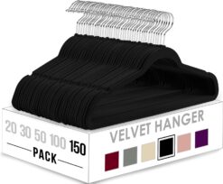 Utopia Home Premium Velvet Hangers 150 Pack - Non-Slip Clothes Hangers - Black Hangers - Suit Hangers with 360 Degree Rotatable Hook - Heavy Duty Coat Hangers