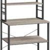 VASAGLE Coffee Bar, Baker’s Rack for Kitchen with Storage, 6-Tier Kitchen Shelves with 6 Hooks, Microwave Stand, Industrial, 15.7 x 31.5 x 65.7 Inches, Greige and Black UKKS019B02